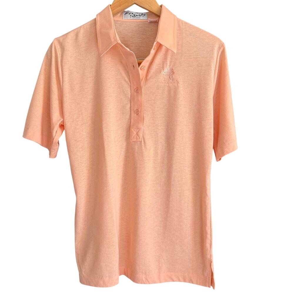 80s Vintage SILVER FOX | Peach Pebble Beach Women's Polo Golf Shirt | Medium